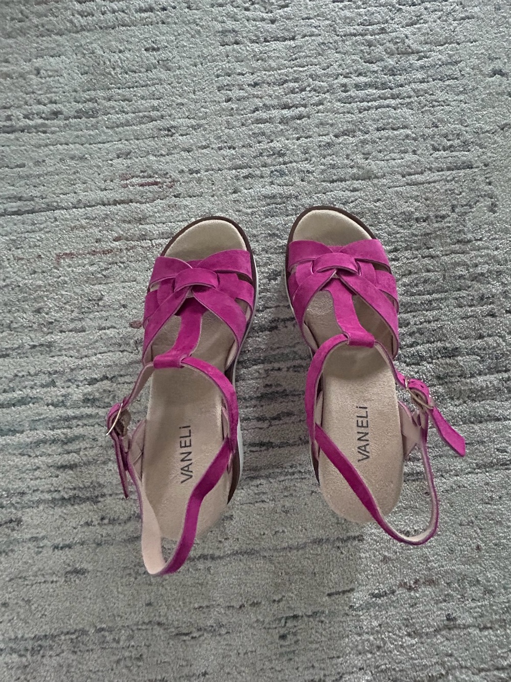 Vaneli Bright Fuchsia Suede Woven Slingback Sandals